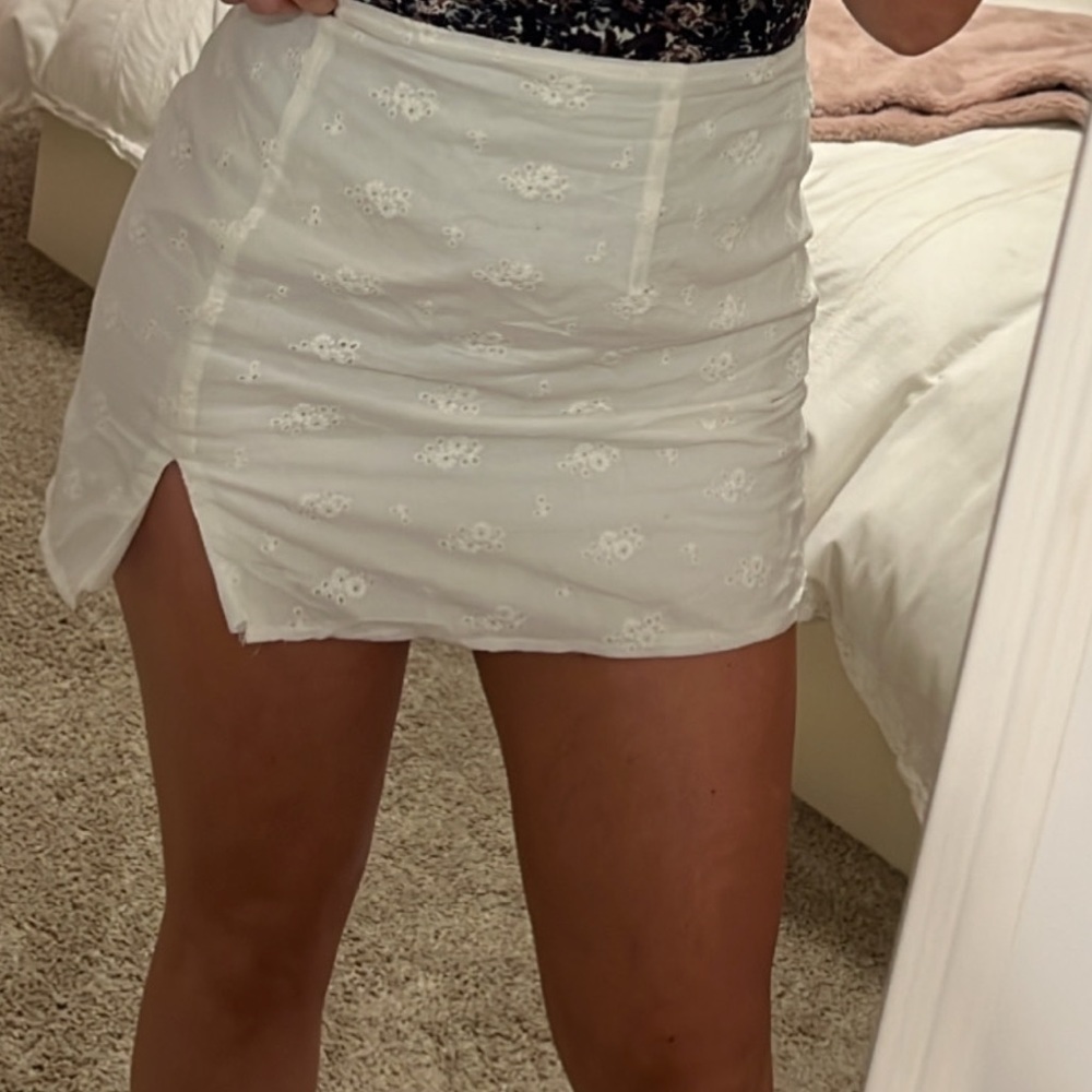 White mini skirt REVOLVE